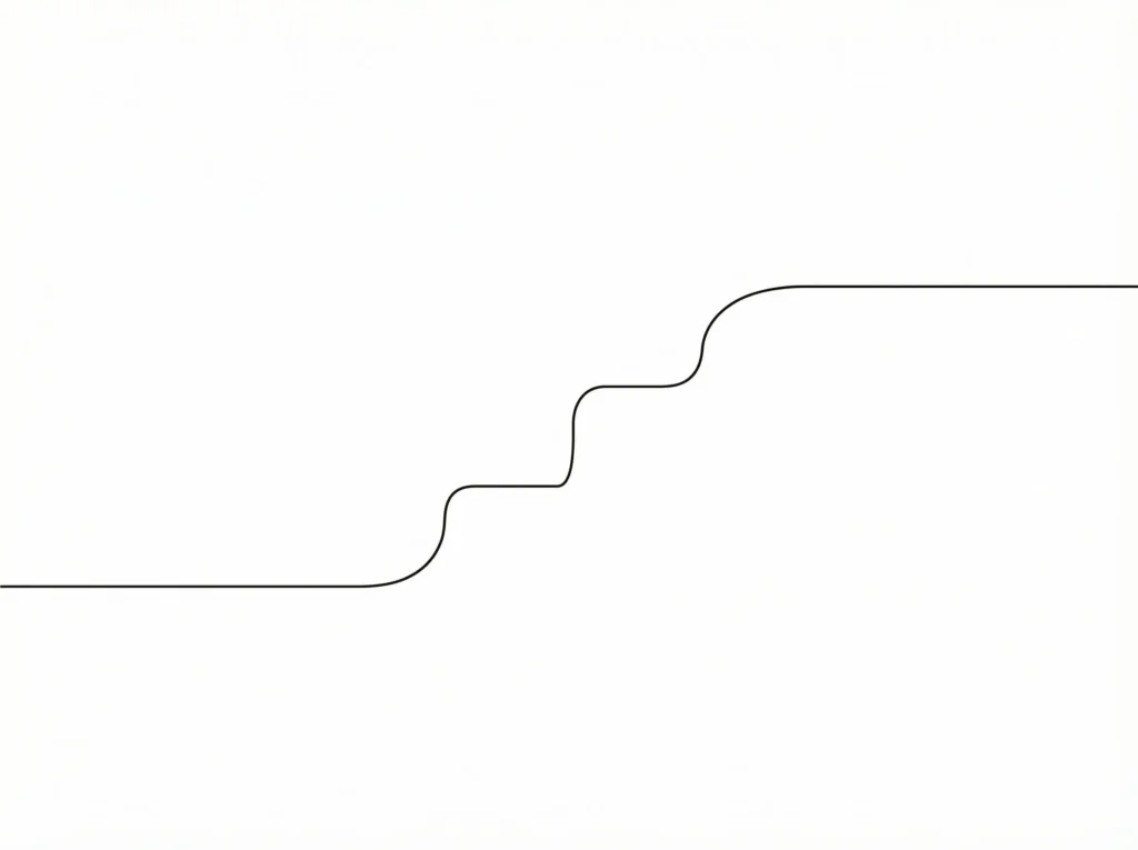 Minimalist continuous line drawing of rising steps, symbolizing relentless growth, forward action, and proactive wealth planning.